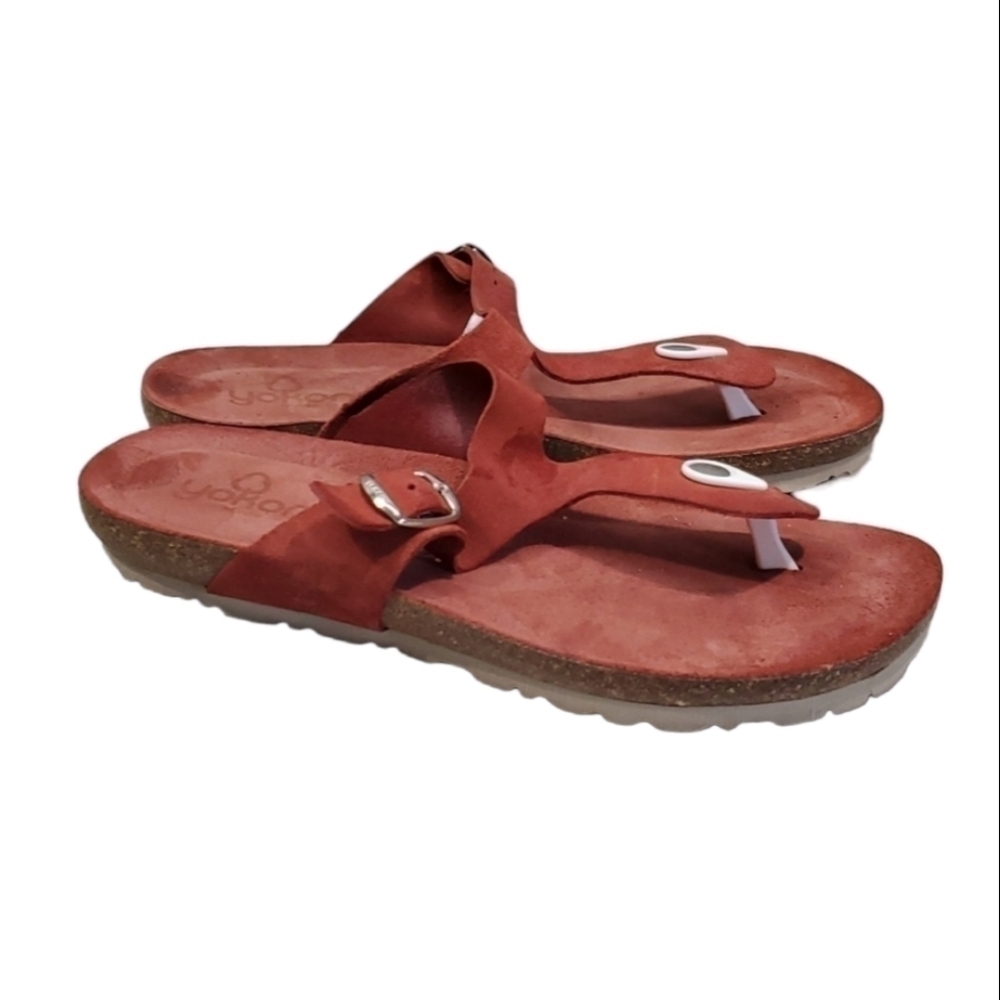 Yokono Womens Comfort Leather Sock Thong Sandals Flats shoes sz 8
